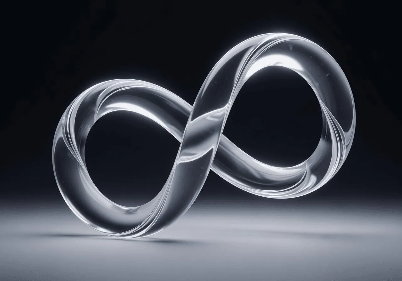 Símbolo de infinito de vidrio representando integración y despliegue continuo